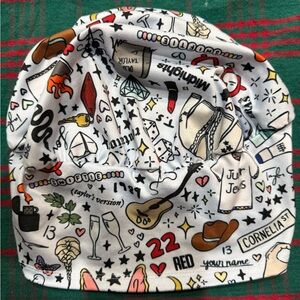 Stylish White Operating room / Nurses stretch head cover w/ Taylor Swift theme